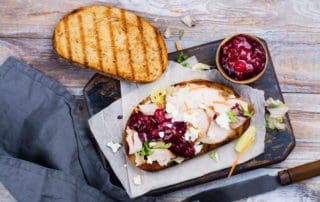 Homemade,Leftover,Thanksgiving,Day,Sandwich,With,Turkey,,Cranberry,Sauce,,Feta